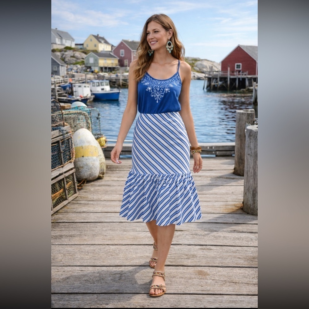 Anthropologie NWT Ryanne Flounced Midi Skirt Size 4 P (Petite).